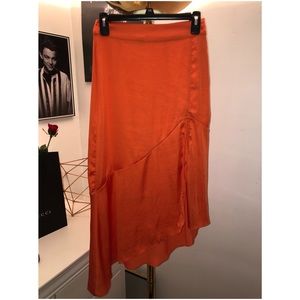 Free People Orange Slit Skirt